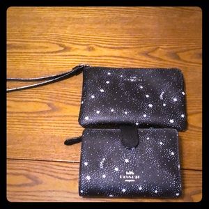 Coach black celestial medium wallet & wristlet